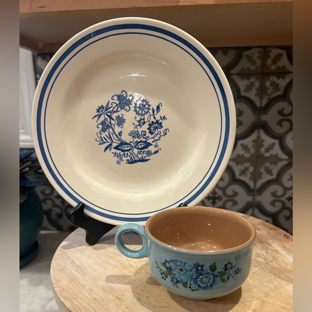 VINTAGE BUNDLE- PLATE & CUP- IN BLUES